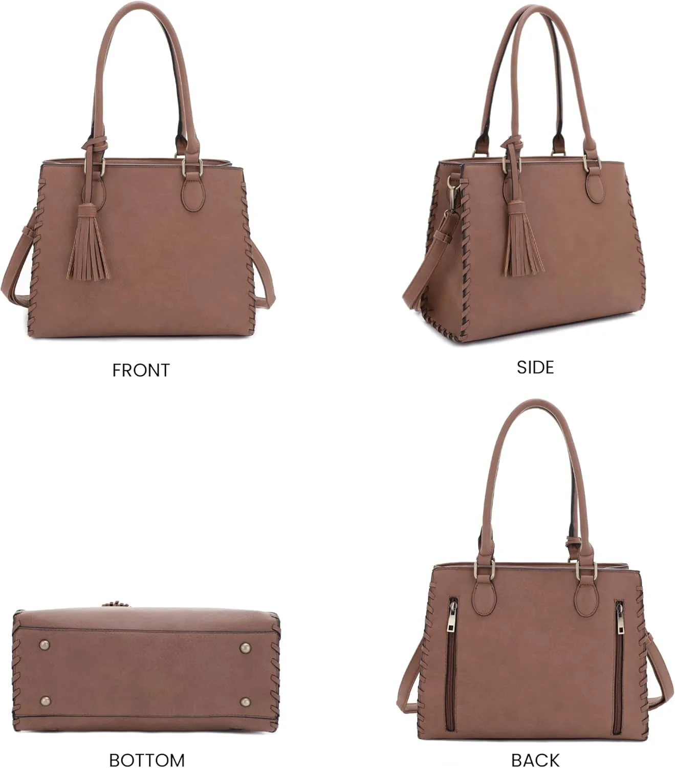 JESSIE & JAMES | Lioness Concealed Carry Satchel Bag with Tassel, Top Handle Purse with Crossbody Shoulder Strap