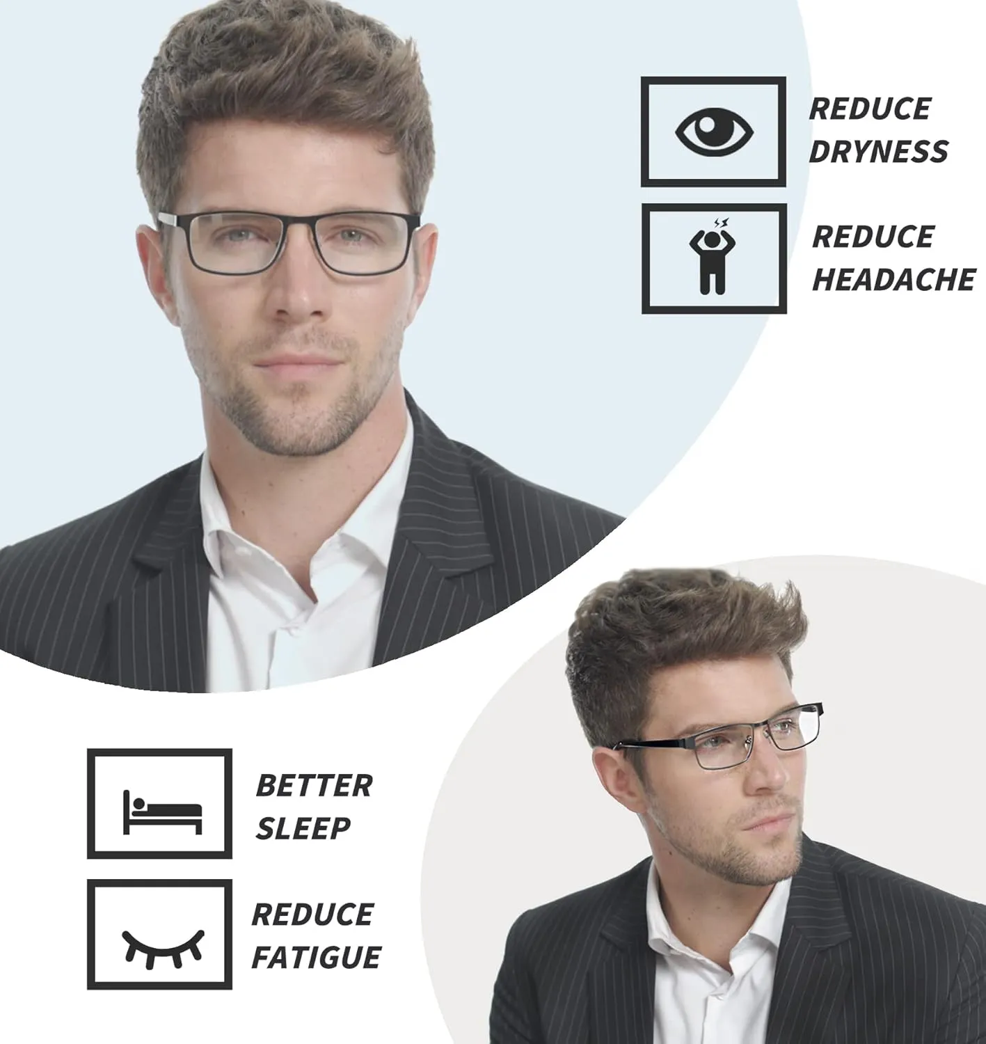 JJWELL 3 Pack Blue Light Blocking Reading Glasses for Men Anti Computer Glare/Eyestrain Spring Hinge Readers with Pouches