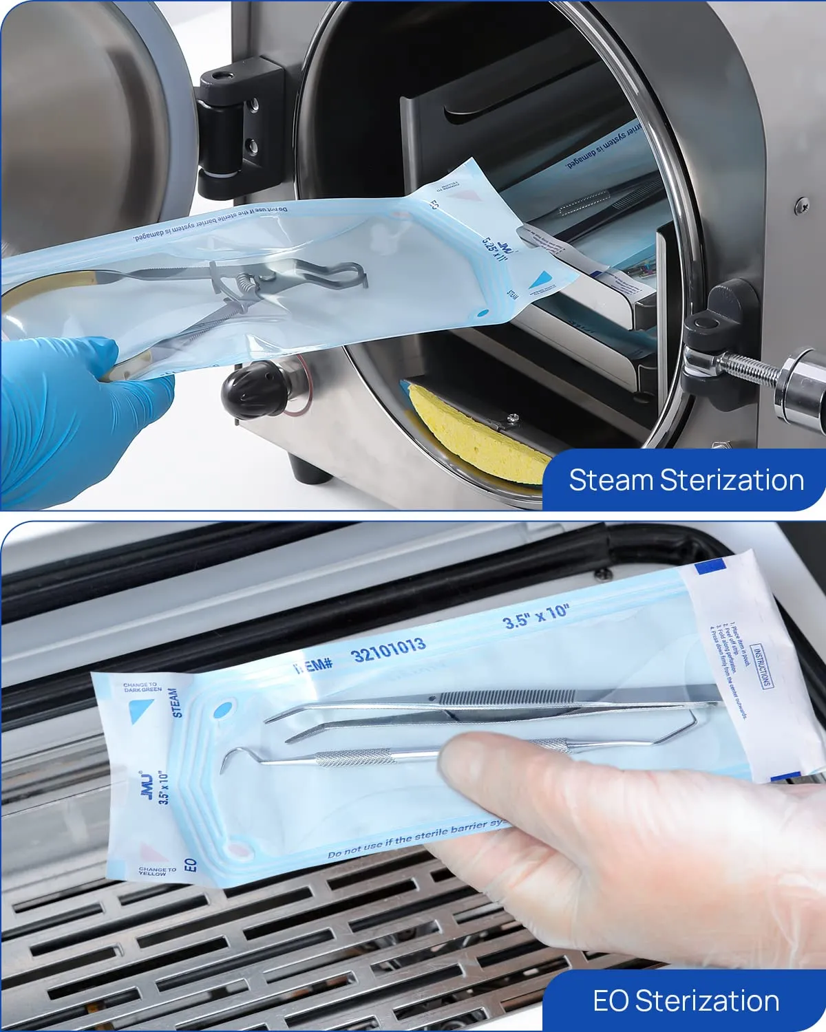 JMU 200 Self Sealing Sterilization Pouches, 5.25" x 11" (5.25x10) Autoclave Bags