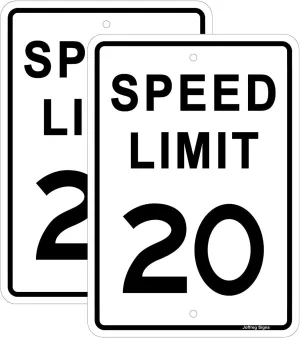 Joffreg Speed Limit 20 MPH Sign,17 x12 Inches,Reflective Aluminum (2 Pack)