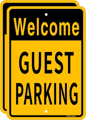 Joffreg Welcome Guest Parking Sign,No Parking Sign,17 x 12 inches,Reflective Aluminum,2 Pack