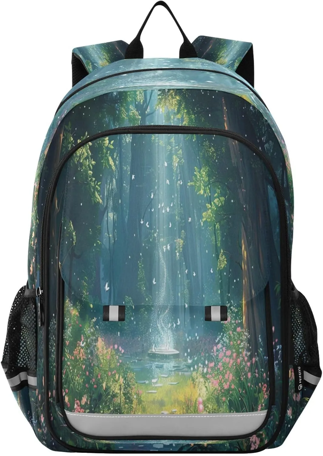 Joisal Fantasy Forest with Trees and Flowers Bookbag for School Girls Waterproof Travel Backpack Kids Ages 6-12