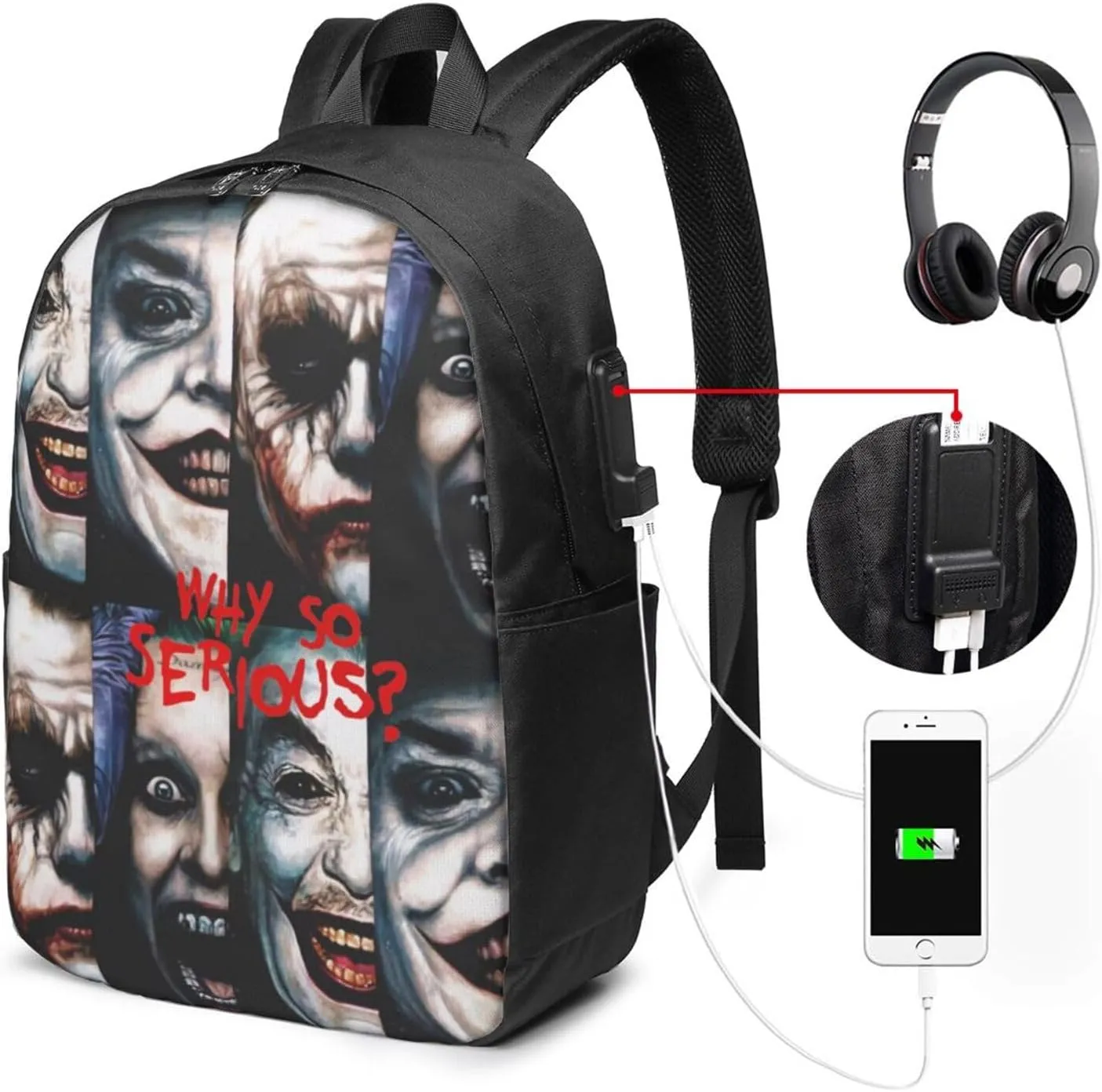 Joker Laptop Backpack Sports Backpack singer Travel Backpack Classic Backpack With USB port