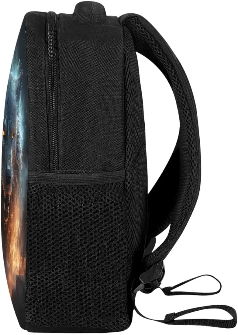 JooMeryer Kids Animal Backpack Cool Wolf Fox Print Shoulder Bag for Boys Girls Teenager Casual Rucksack Schoolbag, 12inch,Anger Wolf