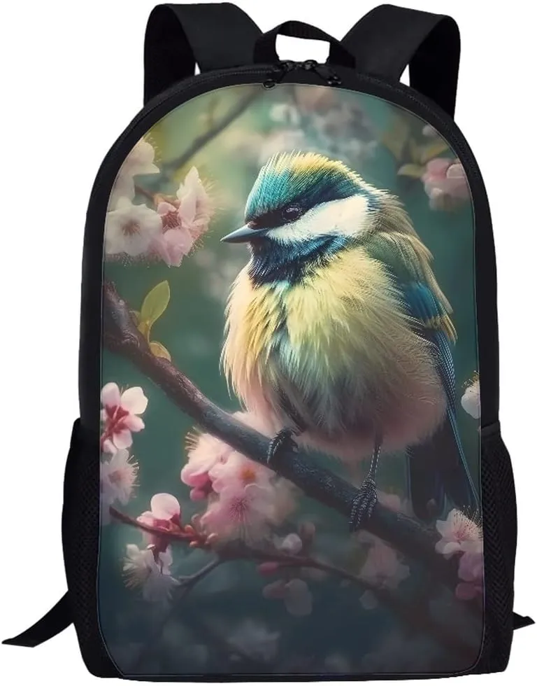 JooMeryer Multifunction Backpack for Boy Girl Bird Flower Print Daypack Knapsack Book Bags for Running Cycling,Bird Flower