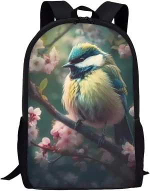 JooMeryer Multifunction Backpack for Boy Girl Bird Flower Print Daypack Knapsack Book Bags for Running Cycling,Bird Flower