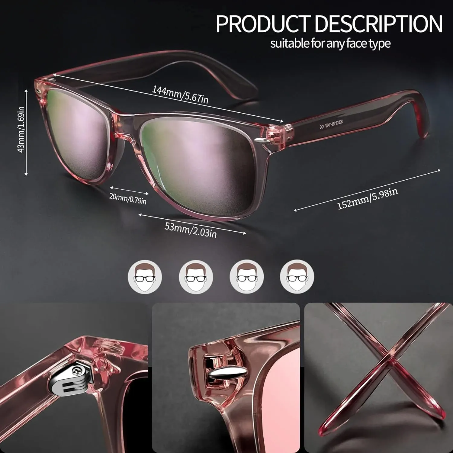 Joopin 3 Pack Square Sunglasses Polarized UV Protection Trendy Sun Glassses Fashion Shades for Women Men