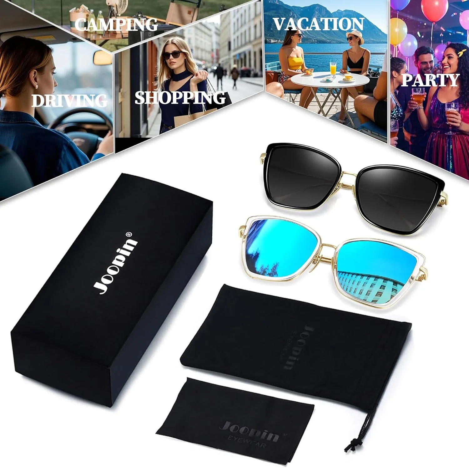 Joopin Oversized Cateye Sunglasses for Women Fashion Cat Eye Sun Glasses UV Protection Ladies Shades Sunnies
