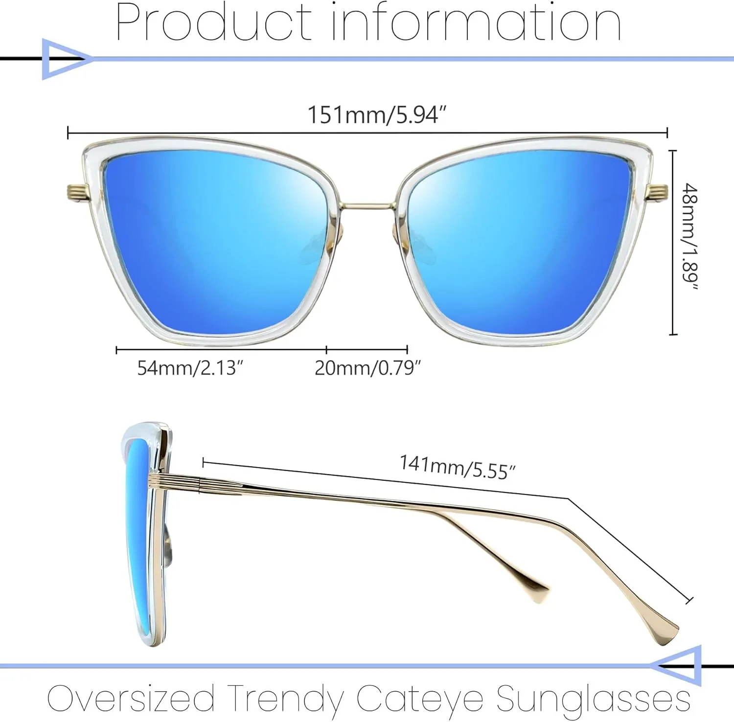 Joopin Oversized Cateye Sunglasses for Women Fashion Cat Eye Sun Glasses UV Protection Ladies Shades Sunnies