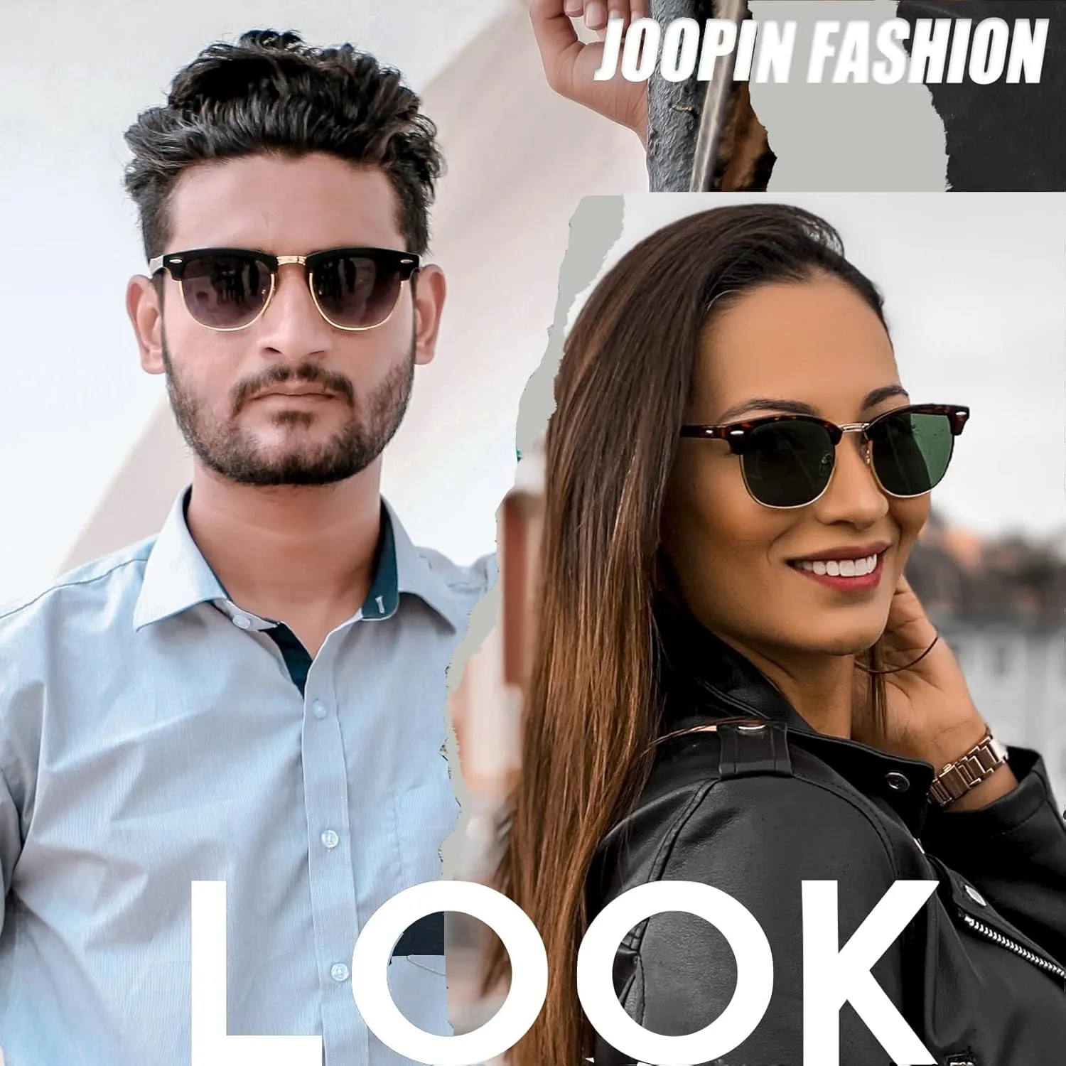 Joopin Vintage Sunglasses Half Frame Sun Glasses Polarized UV Protection Browline Shades for Women Men