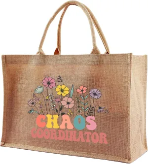 Jute Tote Bags for Women, Appreciation Gifts for Teacher, Women, Mom for Christmas, New Year, Mothers Day