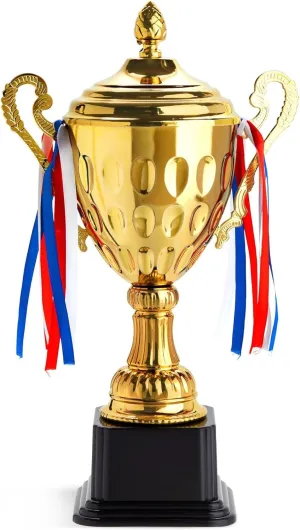 Juvale 16.3 Inch Large Gold 1st Place Championship Trophy Cup - Trophy Award for Football, Soccer and Fantasy Sports Competition