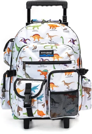 K-Cliffs Heavy Duty Rolling Backpack School Bookbag with Wheels Deluxe Wheeled Daypack