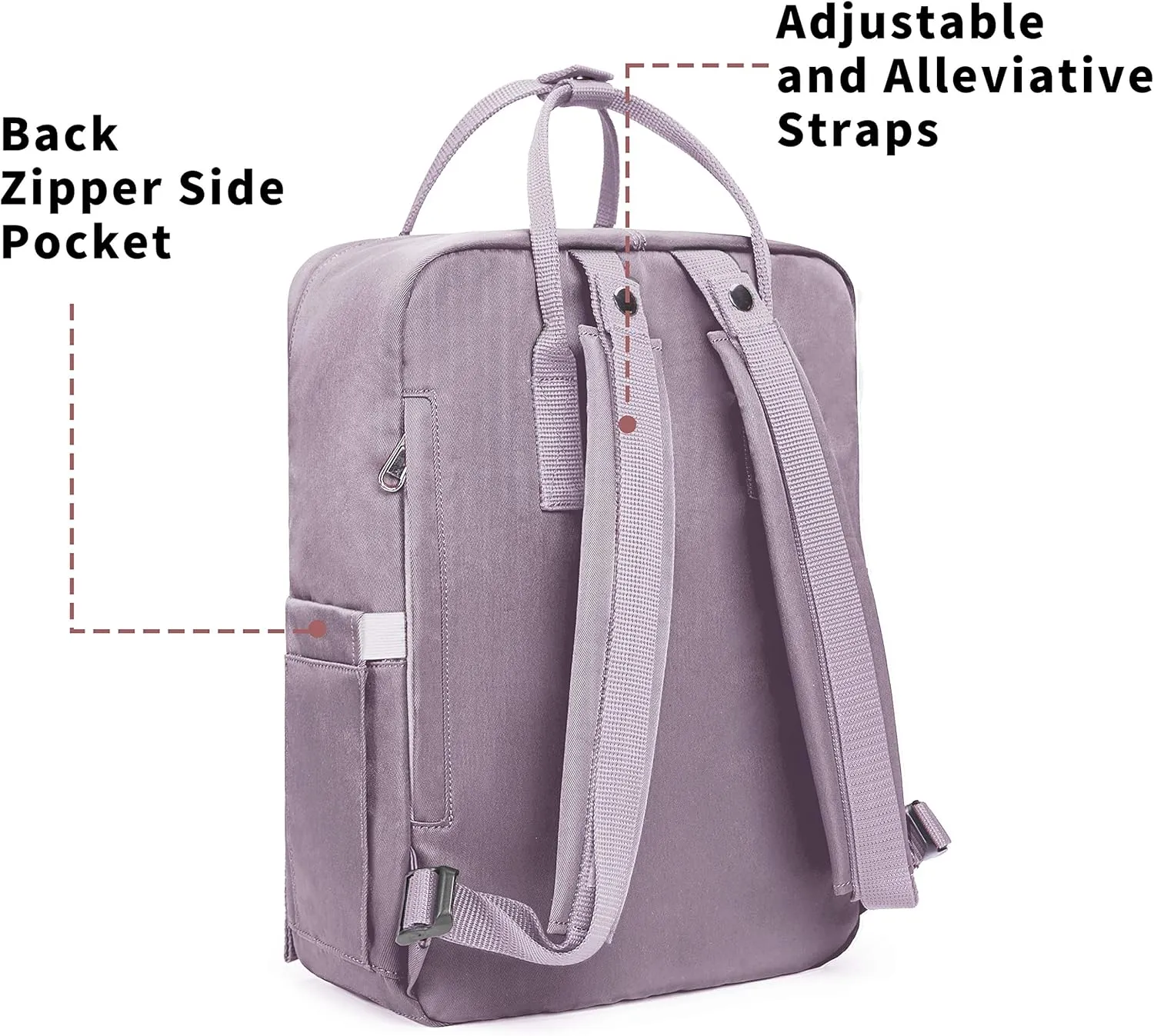 KALIDI Casual Laptop Backpack 15 Inches Classic Camping Rucksack Travel Outdoor Square Daypack College Hiking Gym Bag, Purple