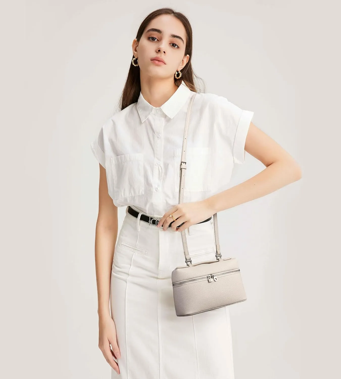 KALIDI Crossbody Bag for Women Small Top-Handle Pouch Designer Shoulder Handbag Quiet Luxury Leather Trendy Purse