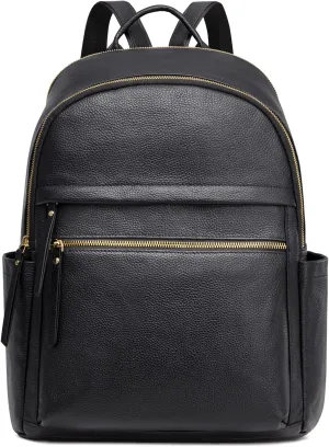 Kattee Genuine Leather Backpack Purse for Women Multi-functional Elegant Daypack Soft Leather Shoulder Bag Shopping Trip, Large, Black