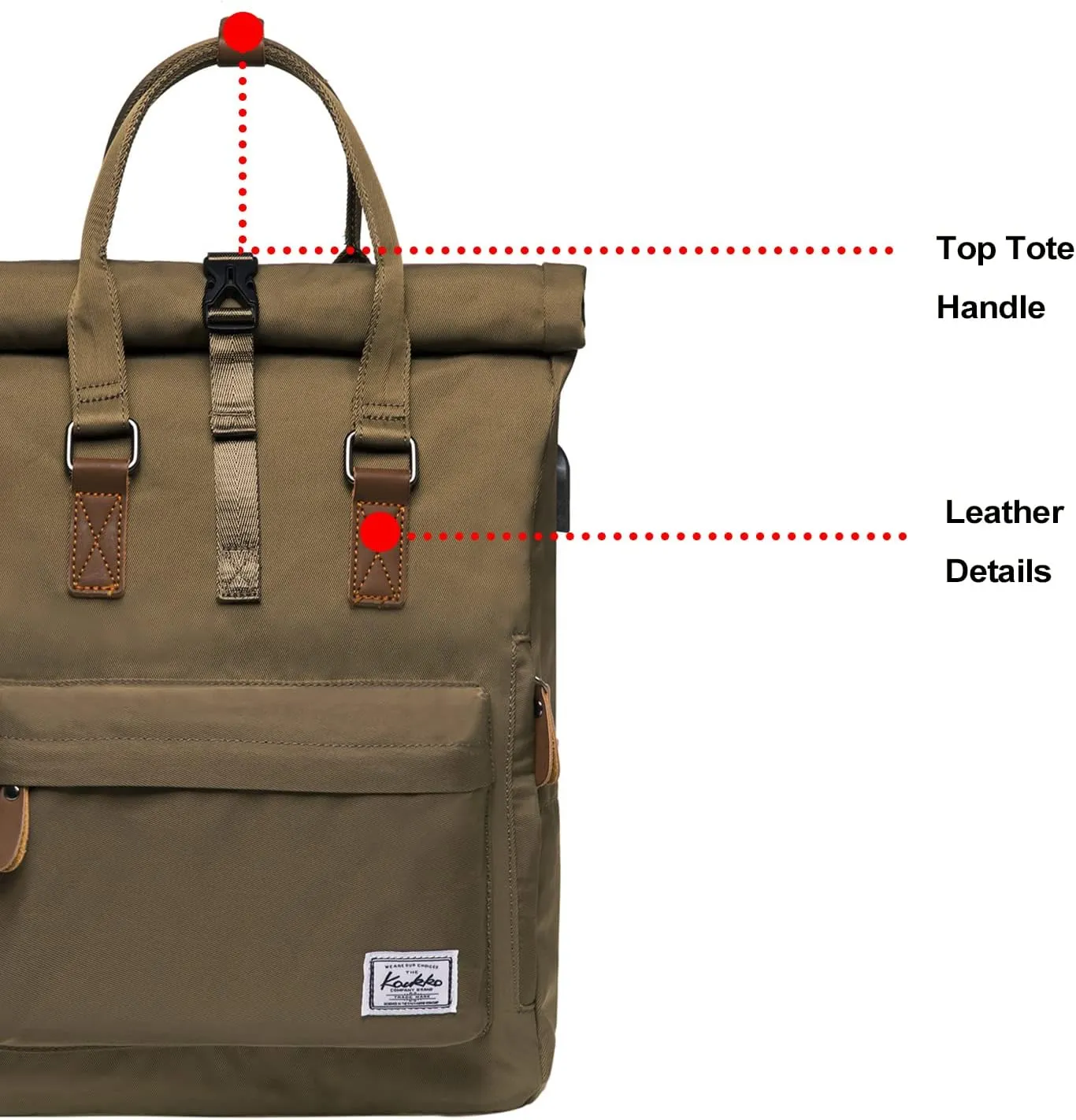 KAUKKO Stylish Oxford Fabric Backpack Travel Rucksack lightweight Hiking Bag Satchel (47green)