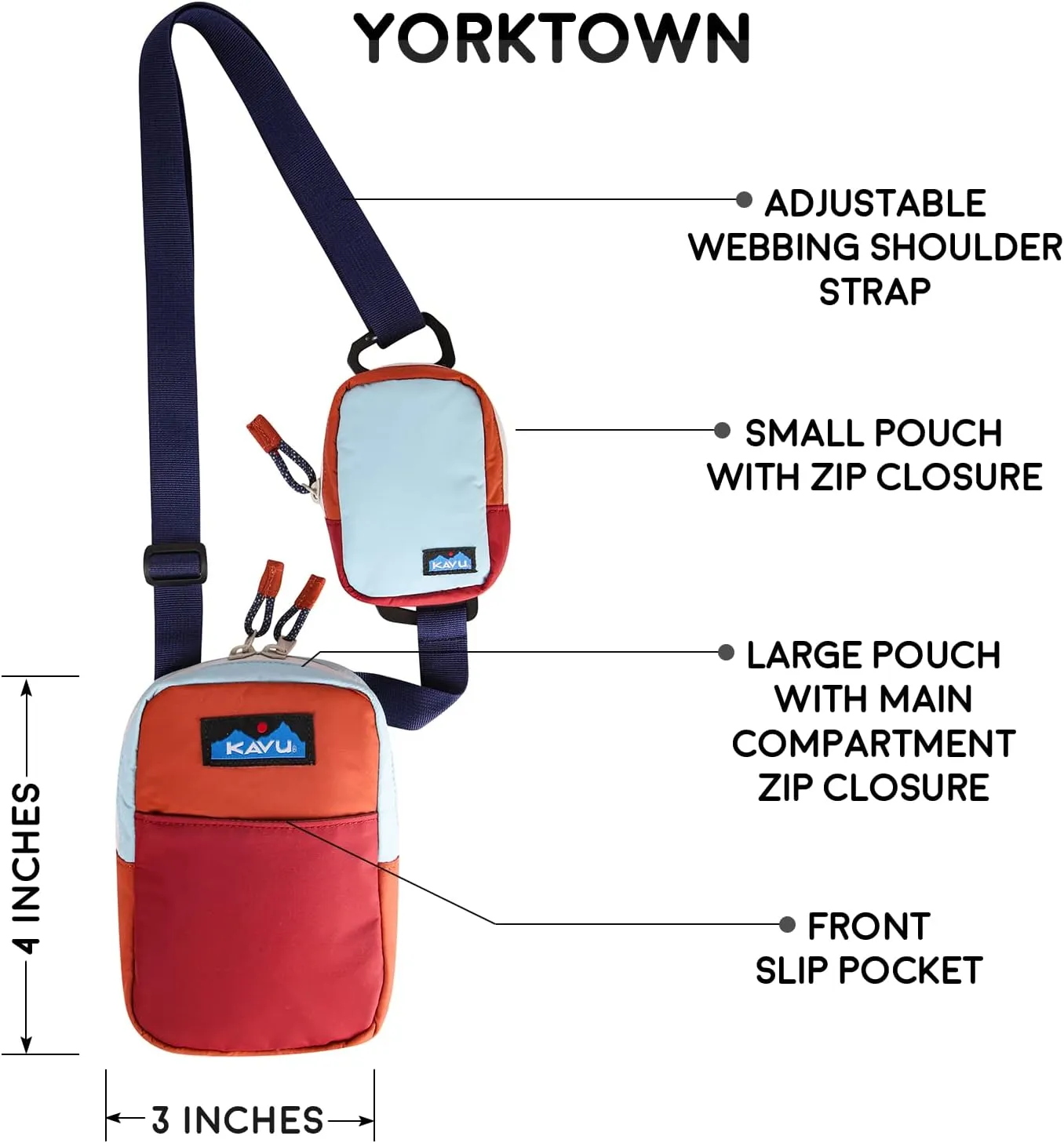 KAVU Yorktown 2 N 1 Crossbody Pack Modular Lightweight Bag