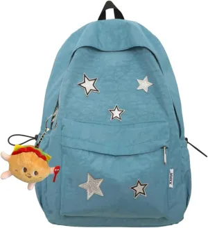 Kawaii Backpack with Cute Accessories Pendant Travel Casual Daypack Lightweight Laptop Bags Outdoor Women (Blue)