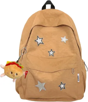 Kawaii Backpack with Cute Accessories Pendant Travel Casual Daypack Lightweight Laptop Bags Outdoor Women (Yellow)
