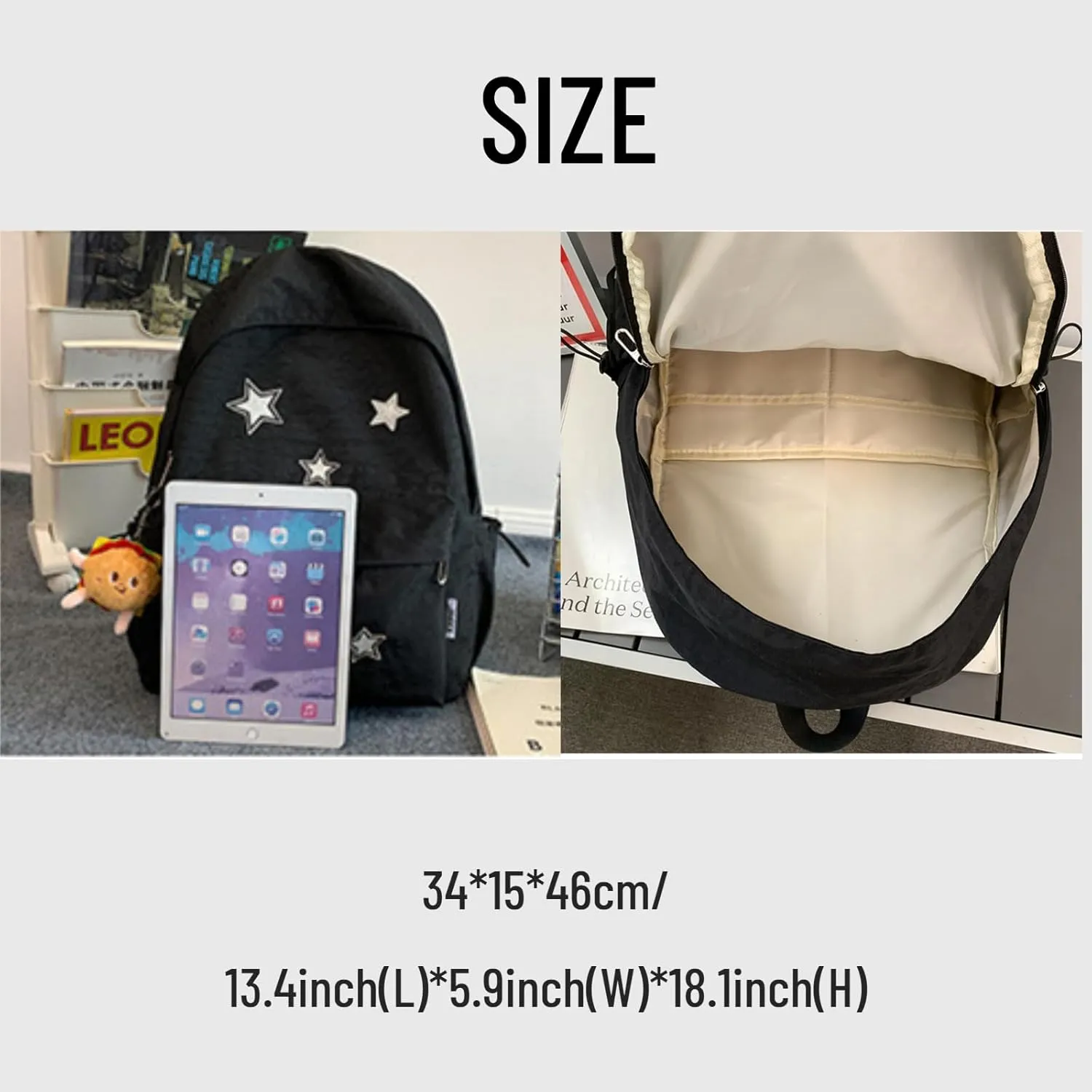 Kawaii Backpack with Cute Accessories Pendant Travel Casual Daypack Lightweight Laptop Bags Outdoor Women (Yellow)