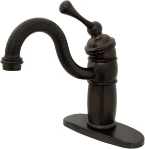 KB Heritage KB1485BL High Arc Bar Faucet with Buckingham Metal Lever Single Handle and Grid Strainer, Oil Rubbed Bronze