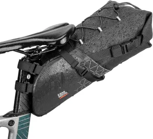 KEMIMOTO Bike Seat Bag, Max 15L Fully Waterproof Bikepacking Saddle Pouch, Road Bicycle Rear Pack Under Seat with PVC Reflective Panel, Four Bottom Hardboards