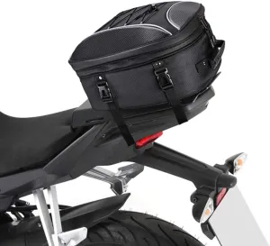 KEMIMOTO Motorcycle Tail Bag, Dual Use Motorcycle Rear Seat Bag with Waterproof Rain Cover, 22L-34L Expandable Motorbike Helmet Bag Luggage Storage Backpack with 6 straps