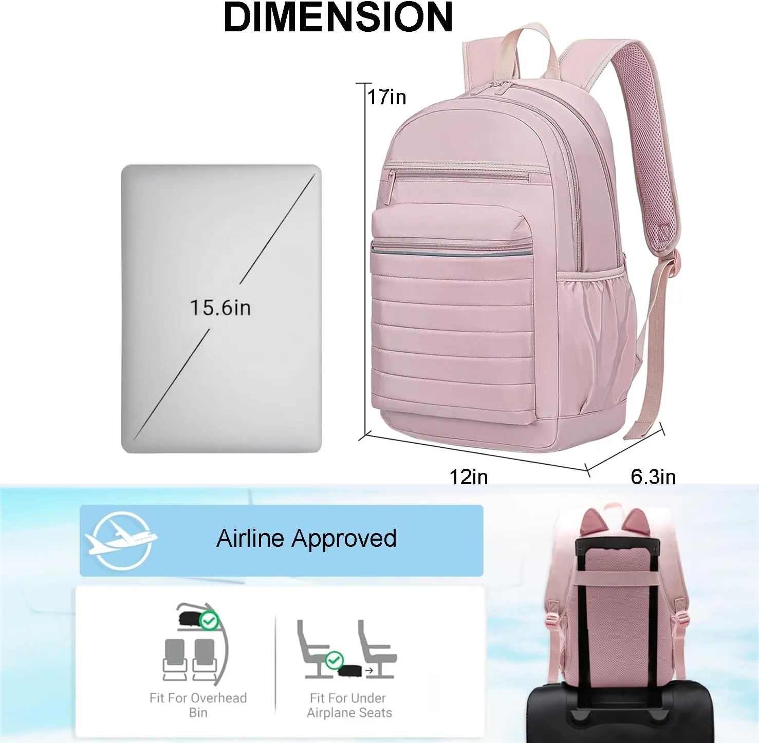 KEOFID Travel Backpack for Women Carry-On, Work Backpack Purse for Women, Anti-Theft Womens backpacks, Casual Back pack for College (Light Pink)