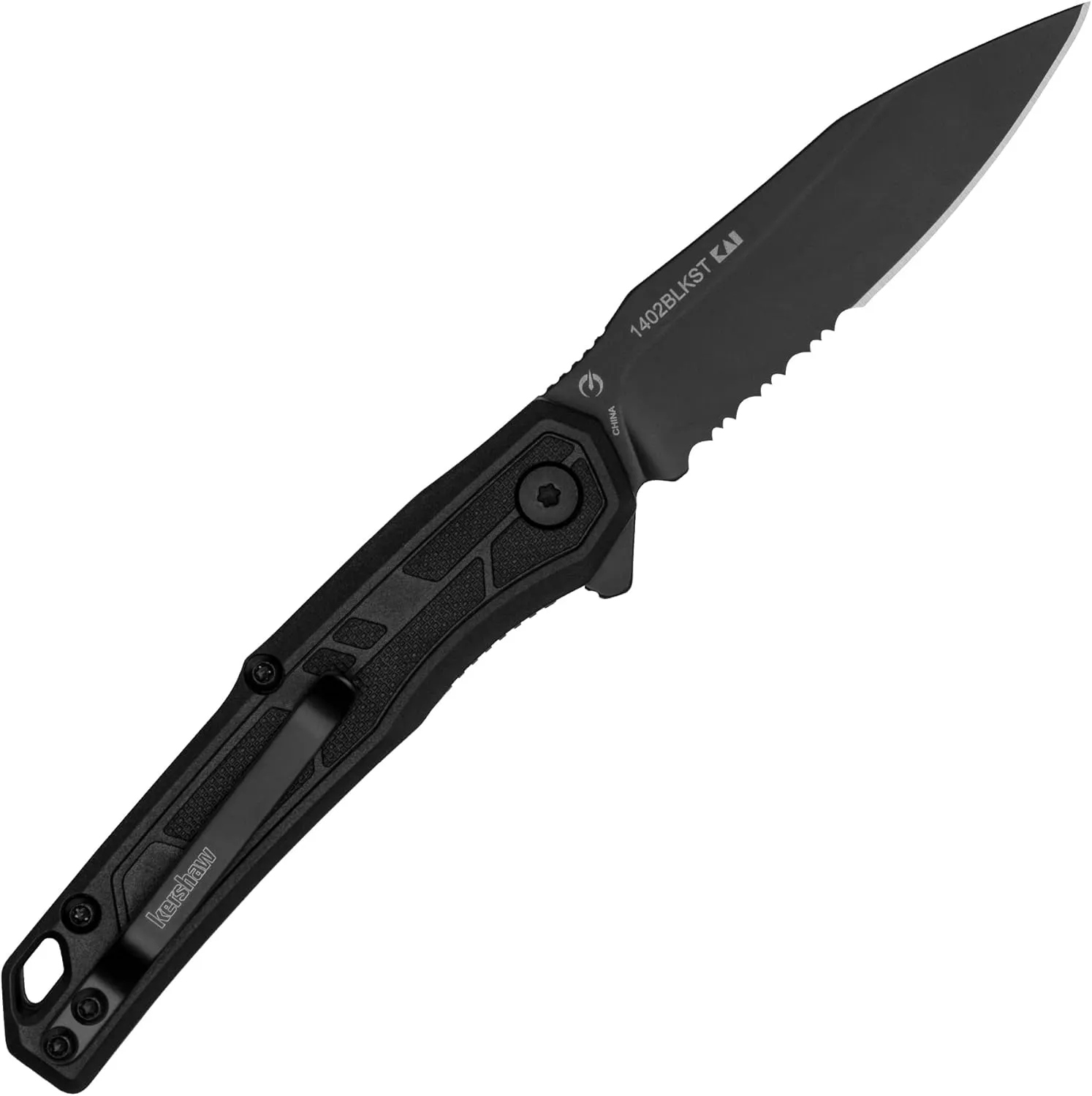 Kershaw Misdirect Pocketknife; 2.9 in. 4Cr13 Black-Oxide Blackwash Finish Blade, Stainless Steel Stonewash Finish Handle Equipped with Assisted Opening, Flipper and Frame Lock