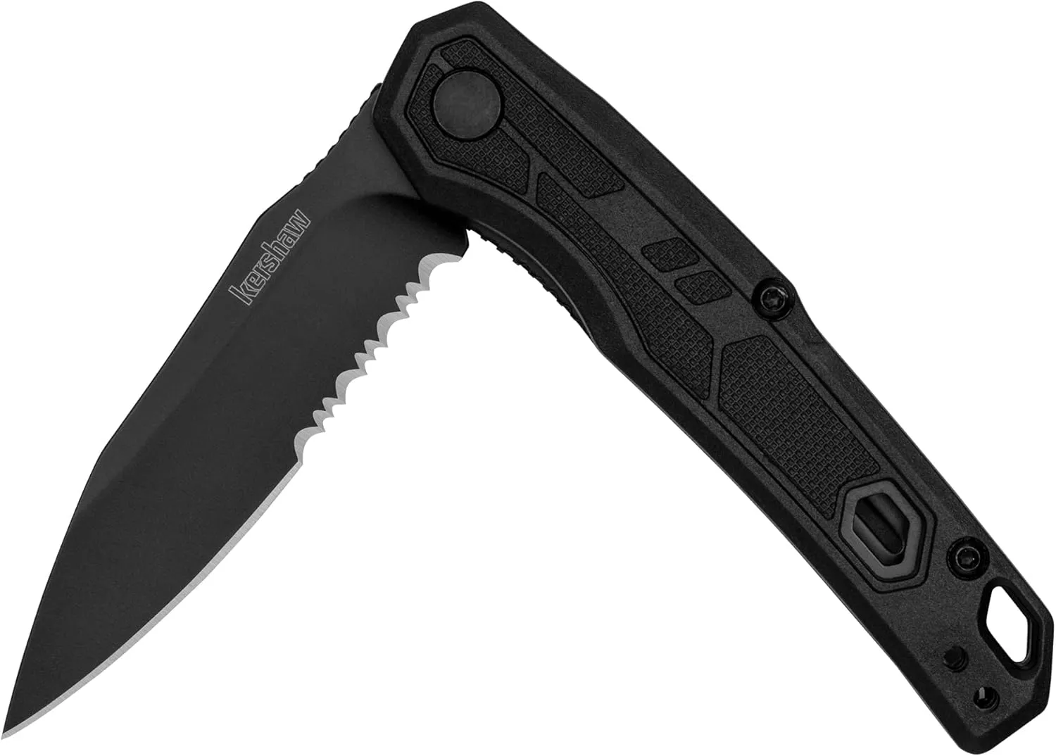 Kershaw Misdirect Pocketknife; 2.9 in. 4Cr13 Black-Oxide Blackwash Finish Blade, Stainless Steel Stonewash Finish Handle Equipped with Assisted Opening, Flipper and Frame Lock