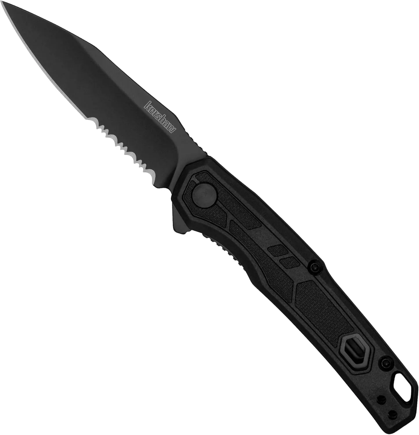 Kershaw Misdirect Pocketknife; 2.9 in. 4Cr13 Black-Oxide Blackwash Finish Blade, Stainless Steel Stonewash Finish Handle Equipped with Assisted Opening, Flipper and Frame Lock