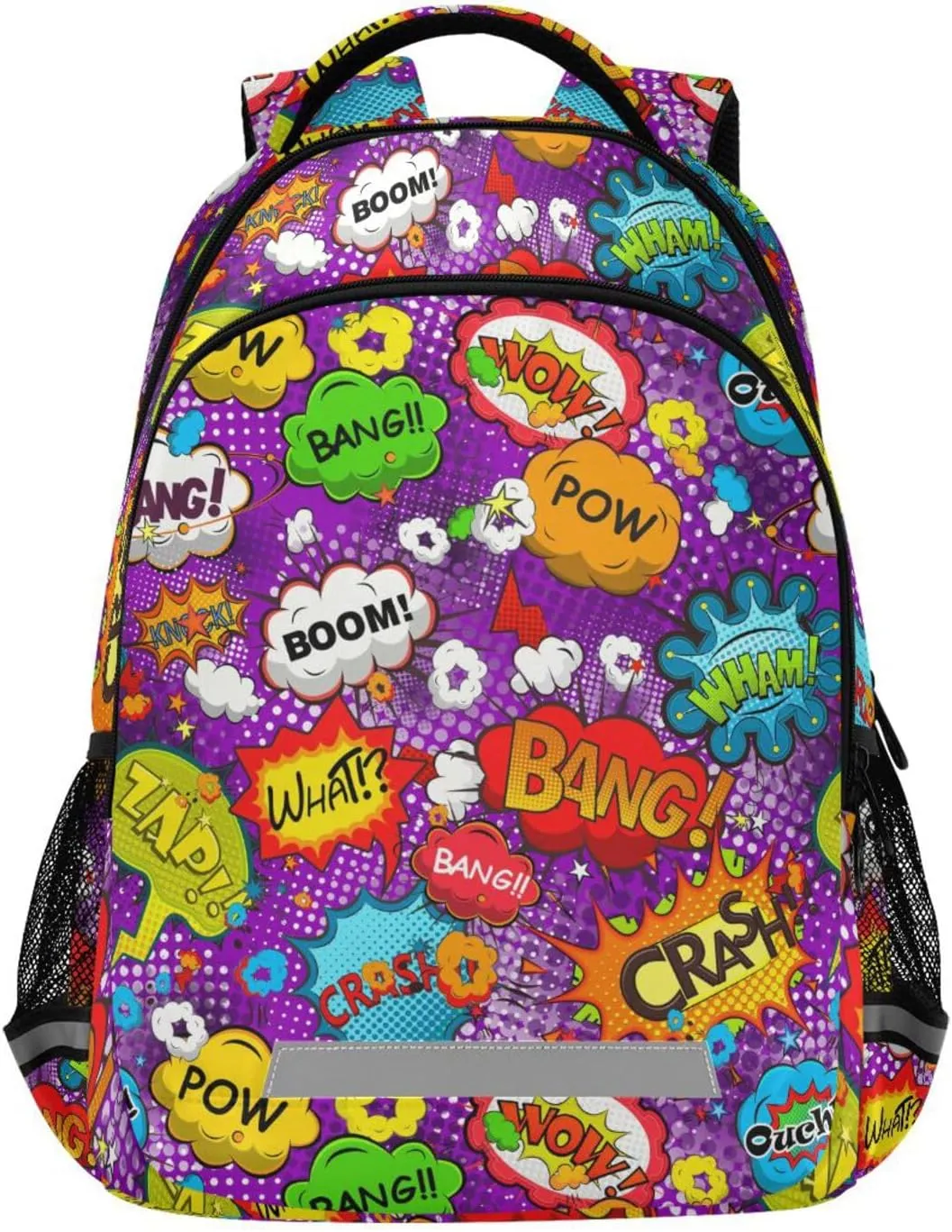 Kids Backpack for Boys Girls Bookbags Comic Speech Bubbles School Backpack Elementary Bags Travel Daypack Lightweight Waterproof with Reflective Strip