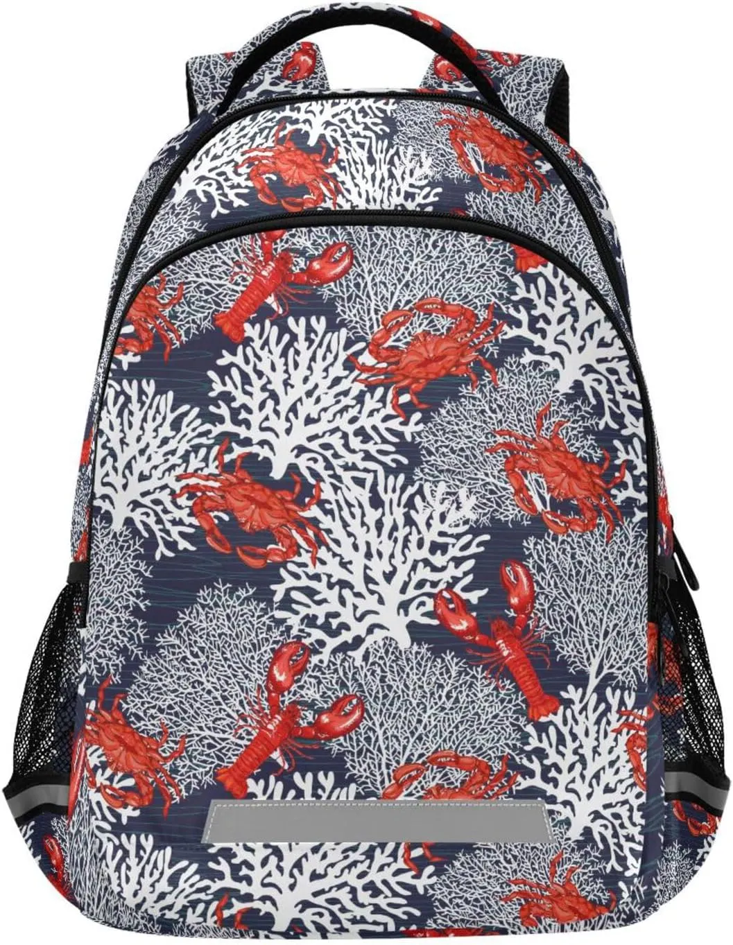Kids Backpack for Boys Girls Bookbags Crab Lobster Coral School Backpack Elementary Bags Travel Daypack Lightweight Waterproof with Reflective Strip