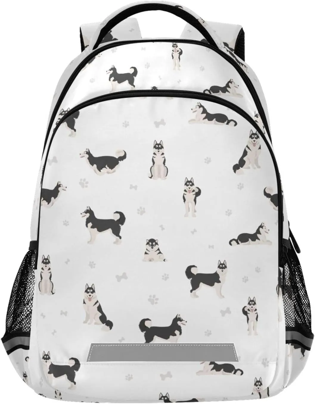 Kids Backpack for Boys Girls Bookbags Siberian Husky Dog School Backpack Elementary Bags Travel Daypack Lightweight Waterproof with Reflective Strip
