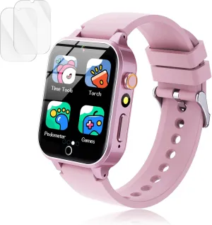 Kids Games Watch, with 26 Puzzle Games, Touch Screen, HD Camera, Alarm Clock, Toys for Ages 4-12 Years Old.Birthday Gift for Boys Girls (Pink)