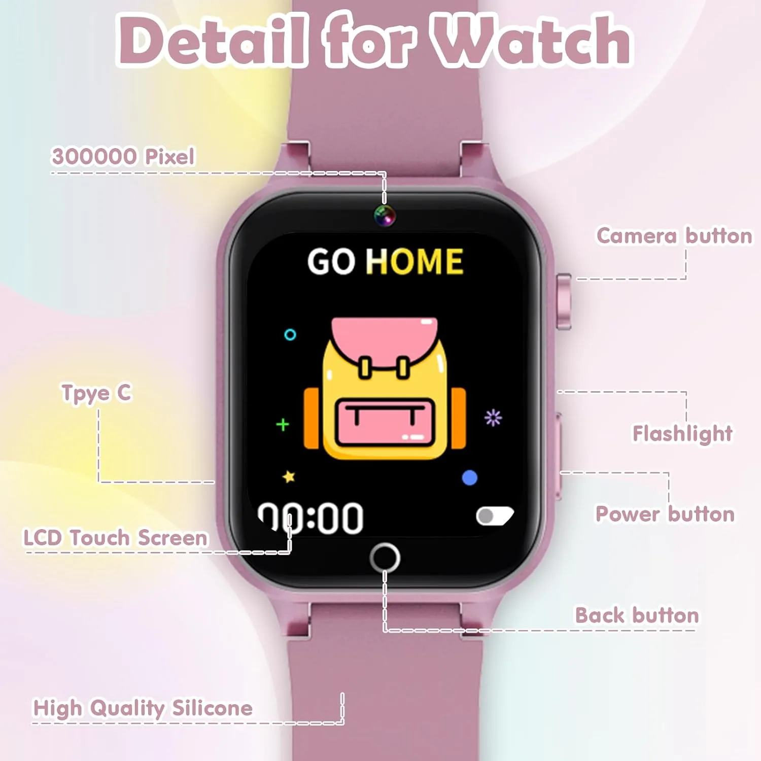 Kids Games Watch, with 26 Puzzle Games, Touch Screen, HD Camera, Alarm Clock, Toys for Ages 4-12 Years Old.Birthday Gift for Boys Girls (Pink)