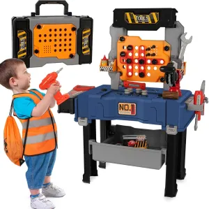 Kids Tool Bench, Realistic Kids Tool Set with Electric Drill, Pretend Play Kids Workbench, Toy Tool Box and Workshop, Toddler Kids Toys for Ages 3-6, Reflective Vest Included