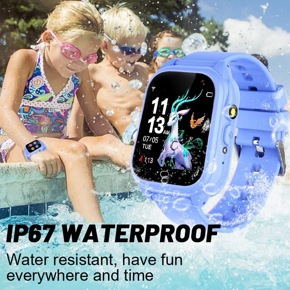 Kids Waterproof Smart Watch for Boys Girls Ages 3-12 Learning Toys with 26 Games Camera Video 1.44" Touchscreen Music Player Alarm Clock Flashlight Pedometer Toddler Watches Birthday Gifts