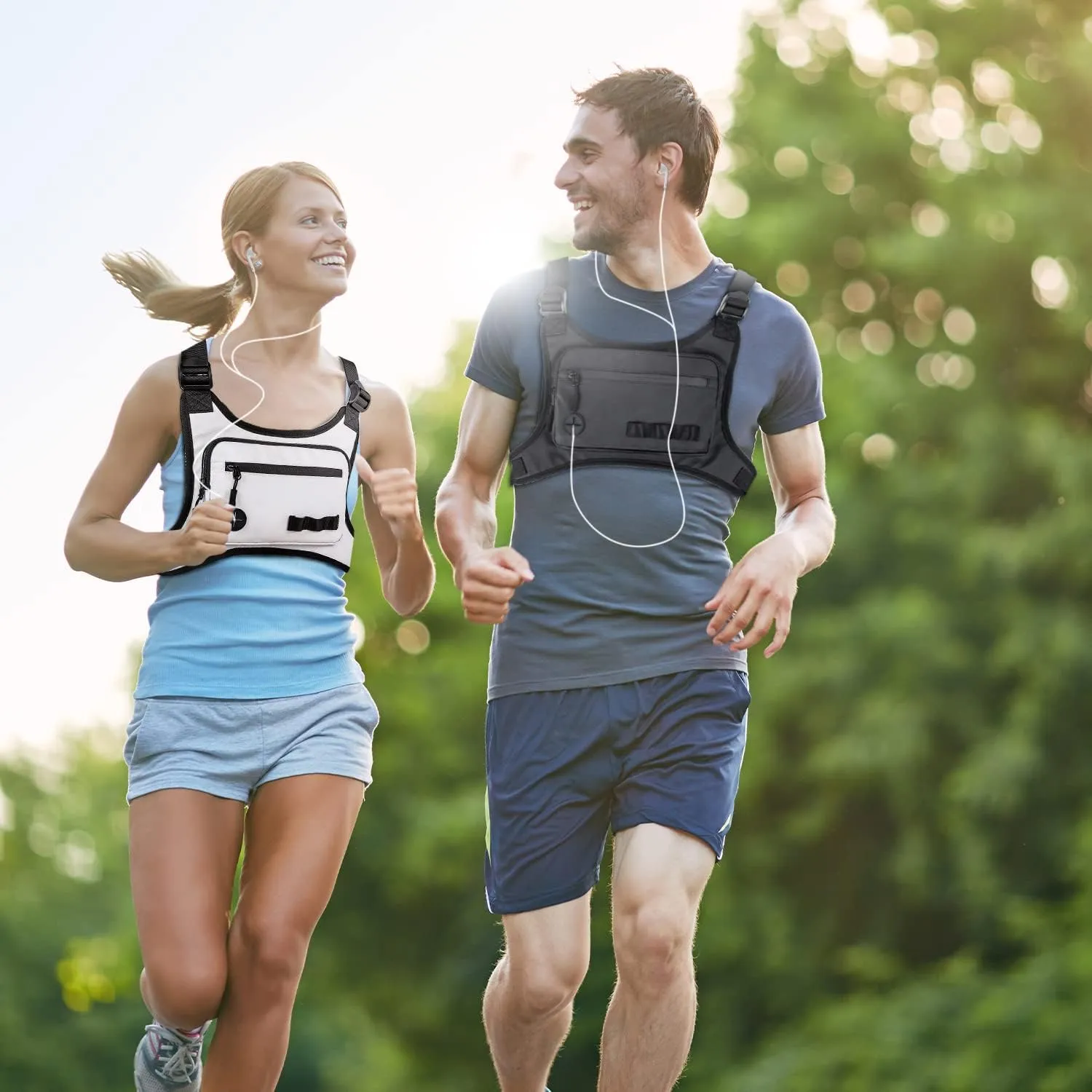 KINGSLONG Running Chest Pack, Lightweight Running Vest Water Resistant Chest Bag with Phone Holder for Workouts, Running Backpack for Men Women