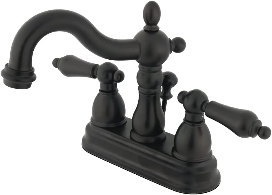 Kingston Brass KB1605AL Heritage 4-Inch Centerset Lavatory Faucet with Metal Lever Handle, Oil Rubbed Bronze