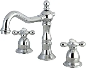 Kingston Brass KS1971AX Heritage Widespread Lavatory Faucet with Metal Cross Handle, Polished Chrome, 8-Inch Adjustable Center