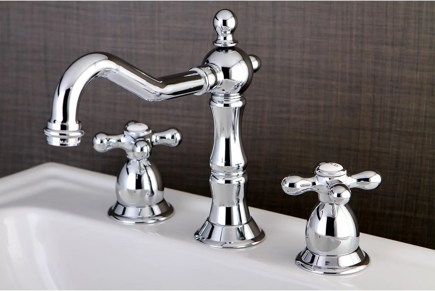 Kingston Brass KS1971AX Heritage Widespread Lavatory Faucet with Metal Cross Handle, Polished Chrome, 8-Inch Adjustable Center