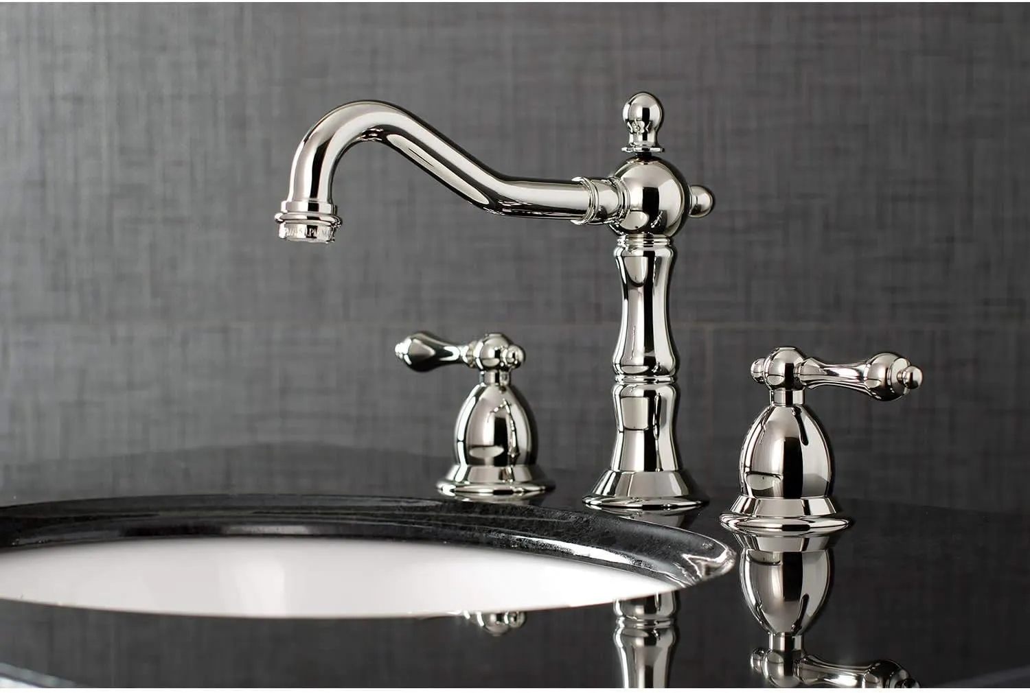Kingston Brass KS1972AL Heritage Widespread Lavatory Faucet with Metal lever handle, Polished Brass,8-Inch Adjustable Center