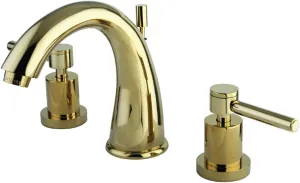 Kingston Brass KS2962DL Concord Widespread Lavatory Faucet with Metal lever handle, 7-Inch Spout Reach, Polished Brass