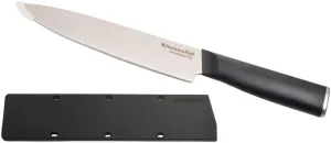 KitchenAid Classic Slicing Knife with Custom Fit Blade Cover, 8 inch, Sharp Kitchen Knife, High Carbon Japanese Stainless Steel Blade, Black