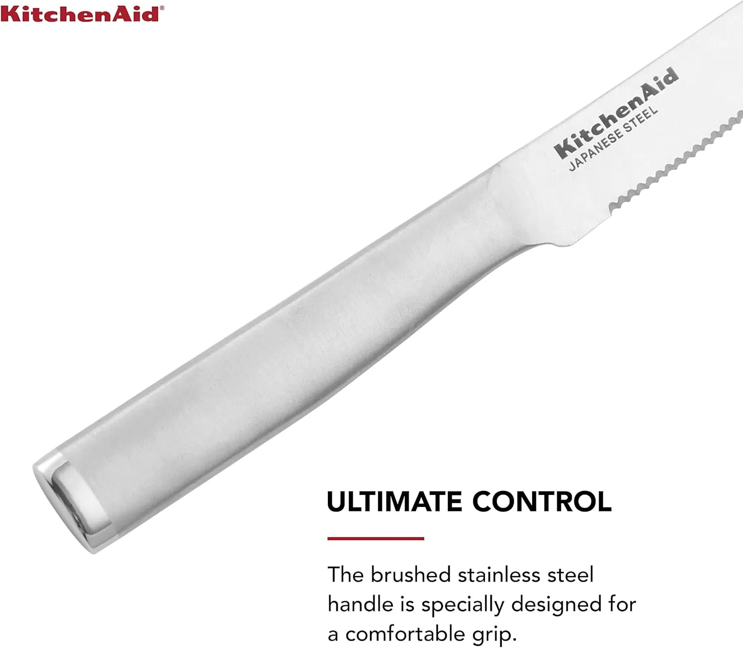 KitchenAid Gourmet Forged Steak Knife Set, High-Carbon Japanese Stainless Steel, 4 Piece, Brushed