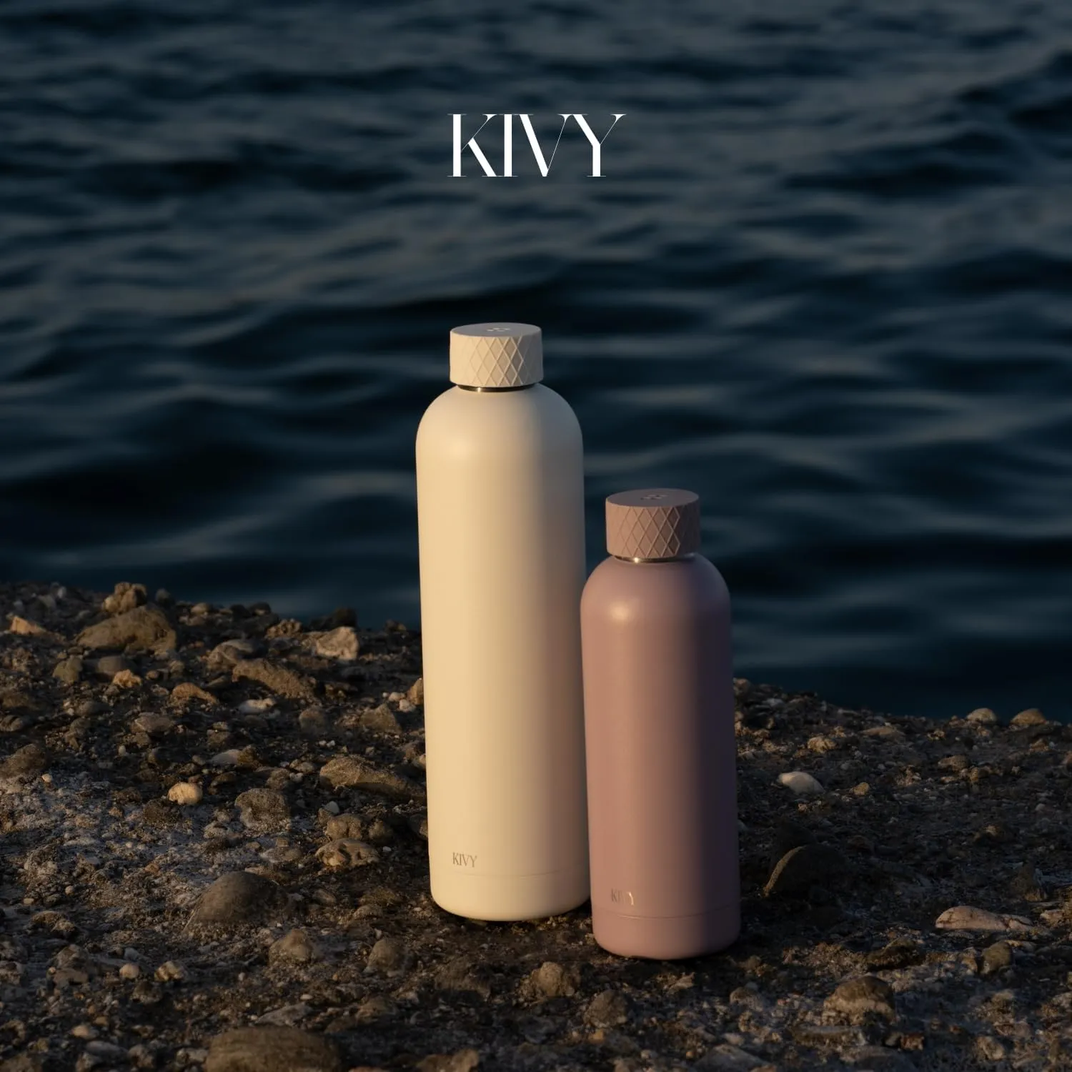 KIVY Insulated 32oz Leak Proof BPA-Free Metal Bottle - Slim, Screw Top, Black
