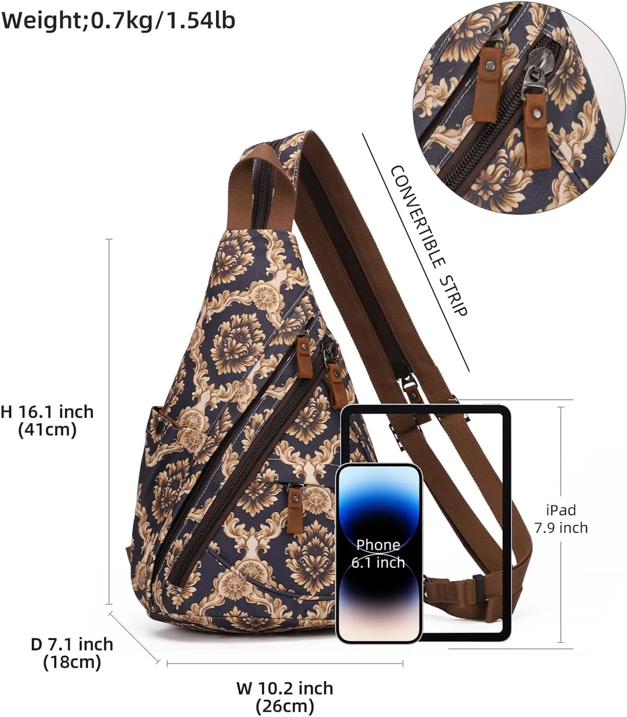 KL928 Canvas Sling Bag - Small Crossbody Backpack Shoulder Casual Daypack Rucksack for Men Women