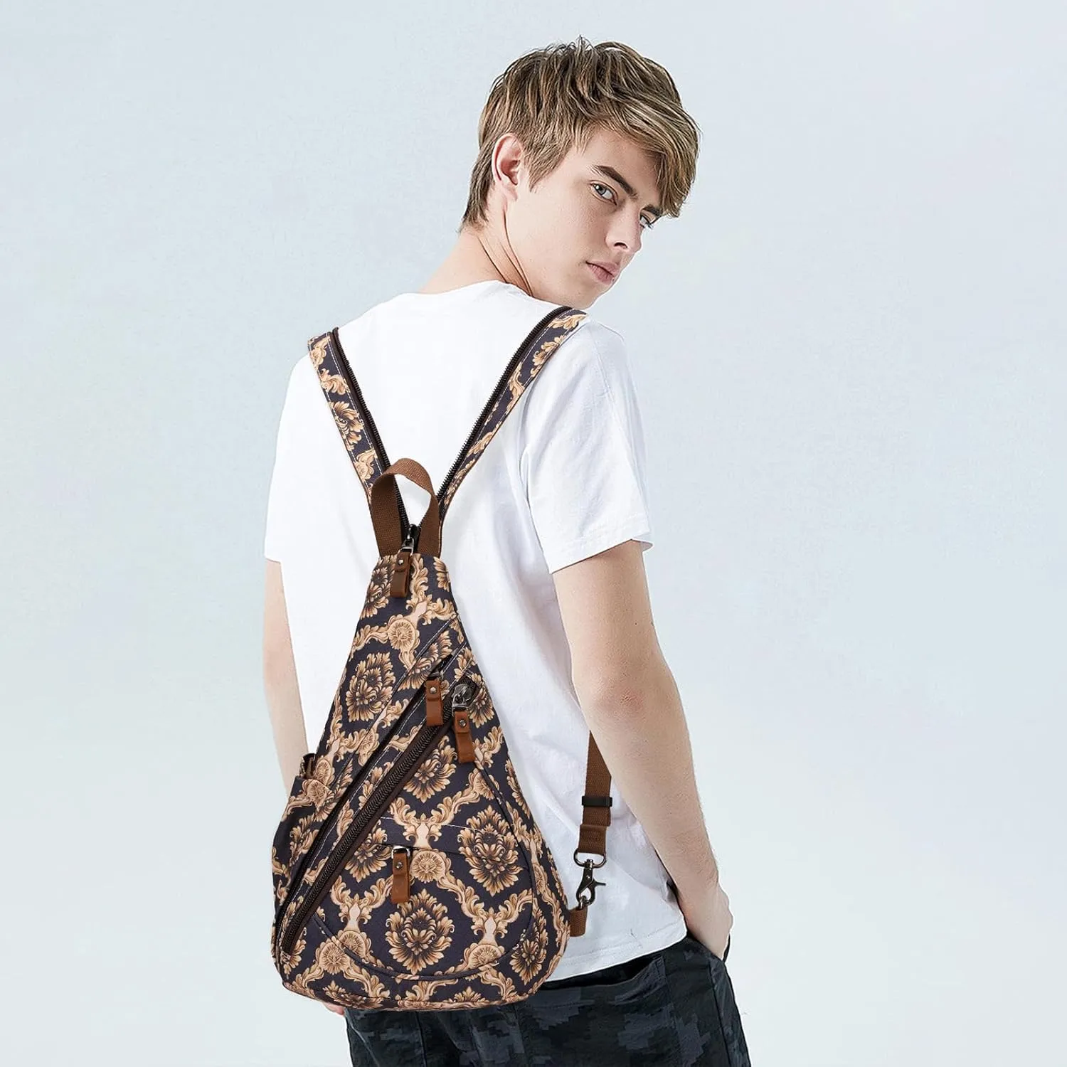 KL928 Canvas Sling Bag - Small Crossbody Backpack Shoulder Casual Daypack Rucksack for Men Women